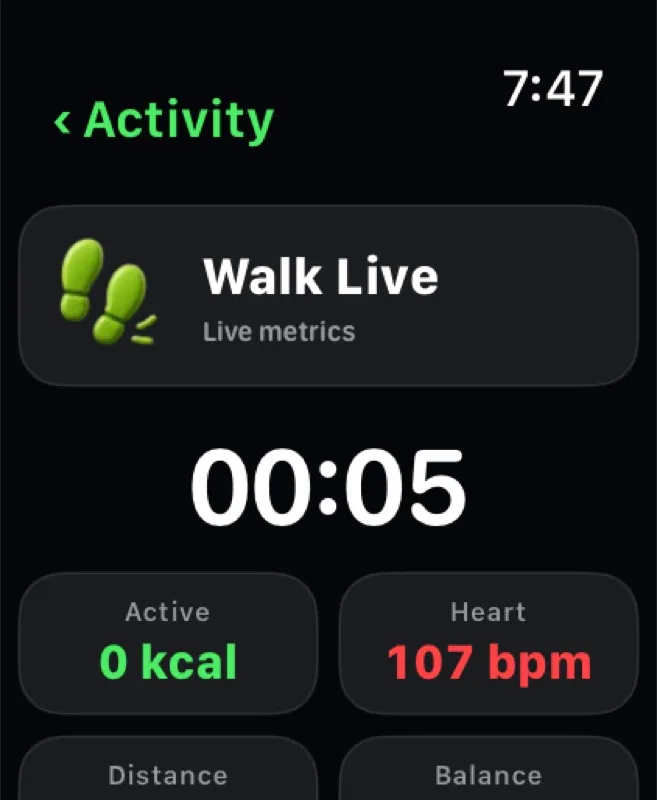 Energy Bank Apple Watch live activity screen