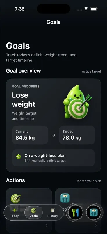 Energy Bank iPhone goals screen