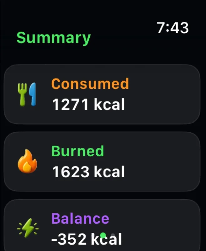Energy Bank Apple Watch summary screen
